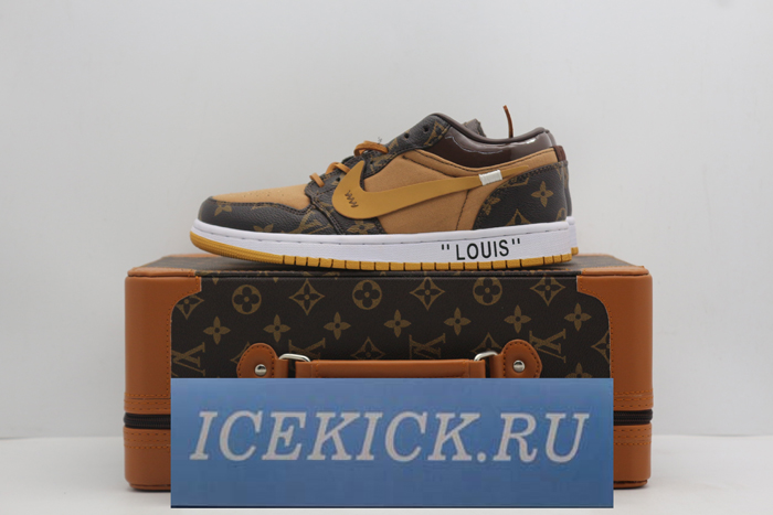 l**is V*t*n x off-white x air jordan 1 customs low-top - 554724-555